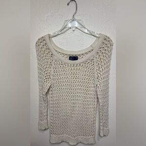 American Eagle Outfitters Open-Knit Cream Sweater